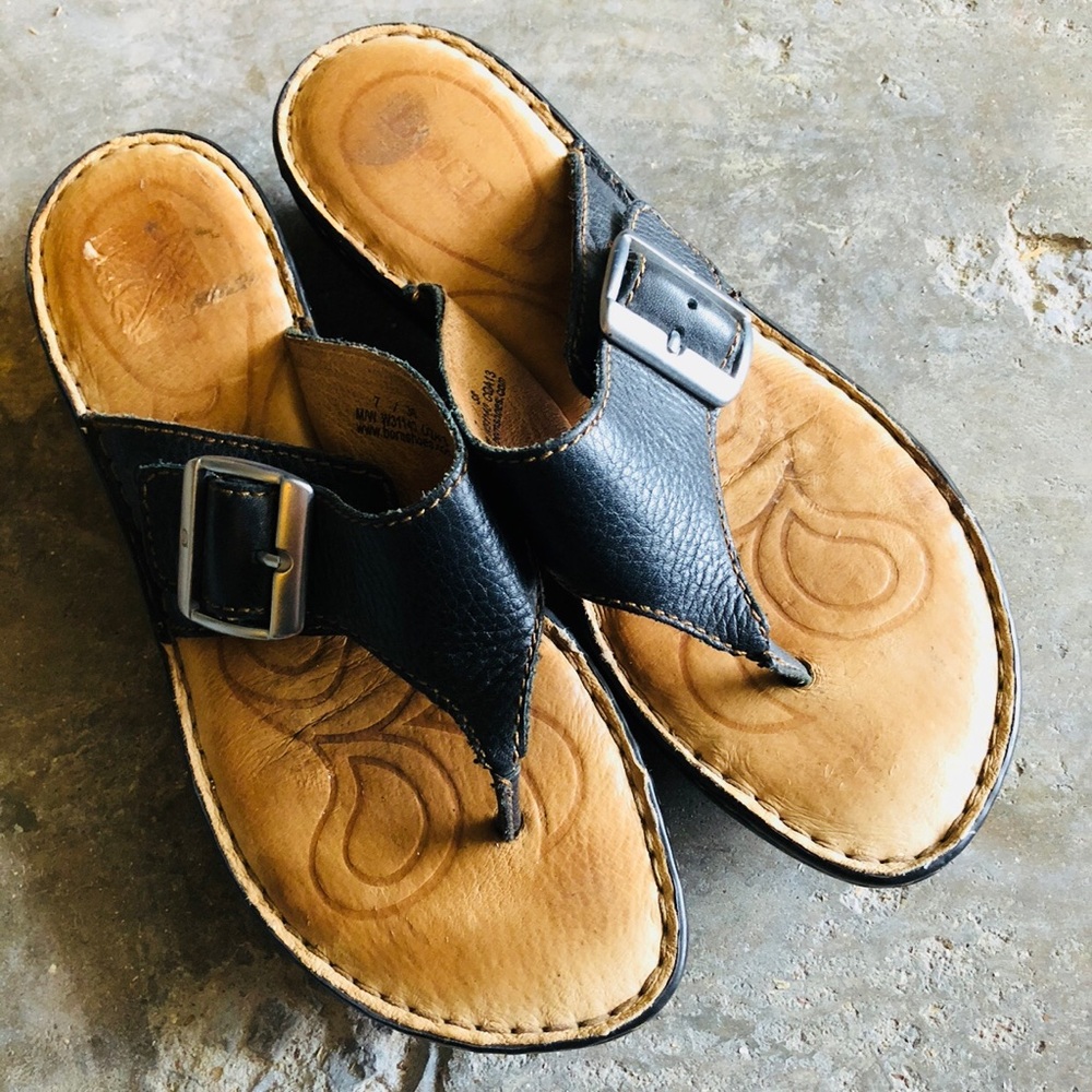 Born Black Leather Thong Sandal